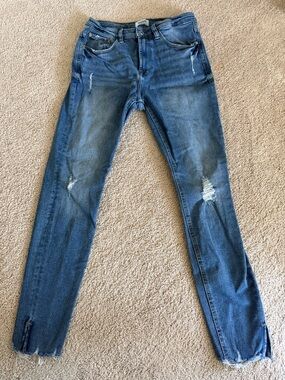 Kensie Women's Skinny Distressed Blue Jeans